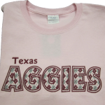 White Texas Aggie Embroidery - Pink